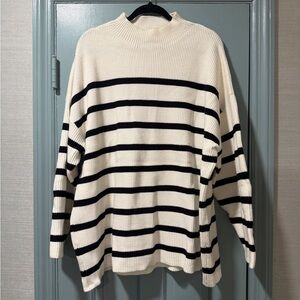 Mango striped mock neck sweater plus size